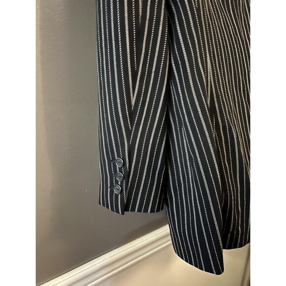 Escada Elements Blazer Jacket Womens 40 Black Pinstripe Wool Silk Made Italy - Picture 6 of 11